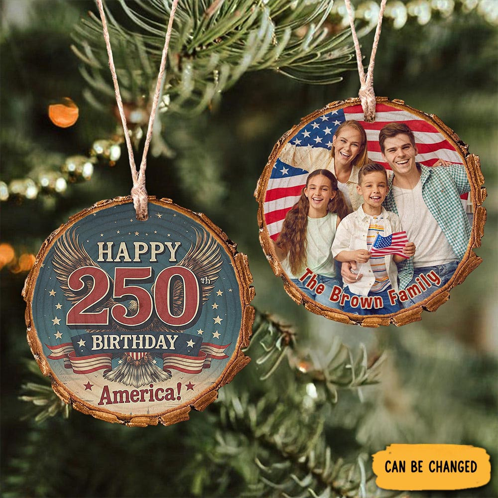 Personalized Family Photo Happy 250th Anniversary Christmas Ornament Independence Day Gifts