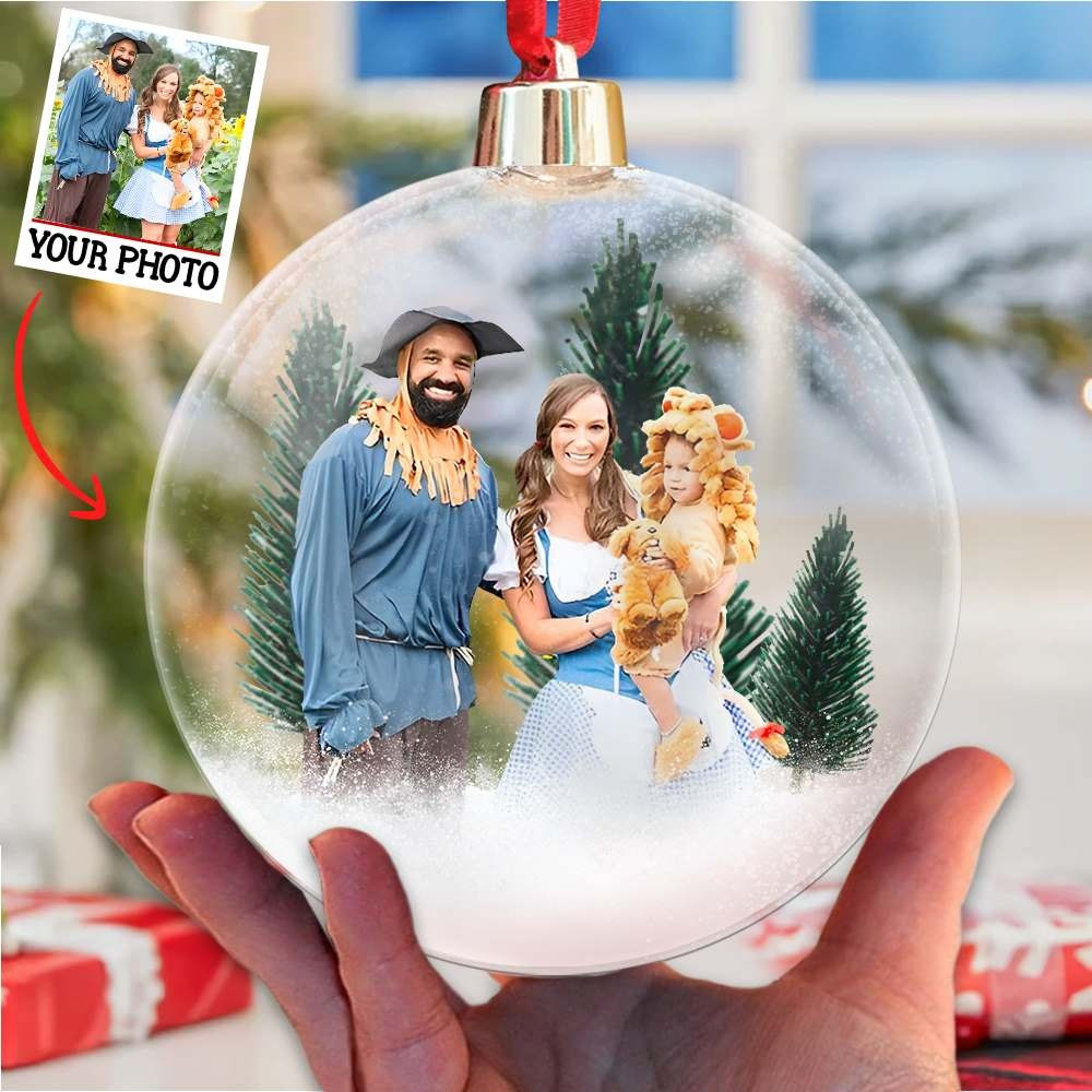 Personalized Family Photo Snowball Ornament Custom Family Christmas Ornaments Holiday Decor