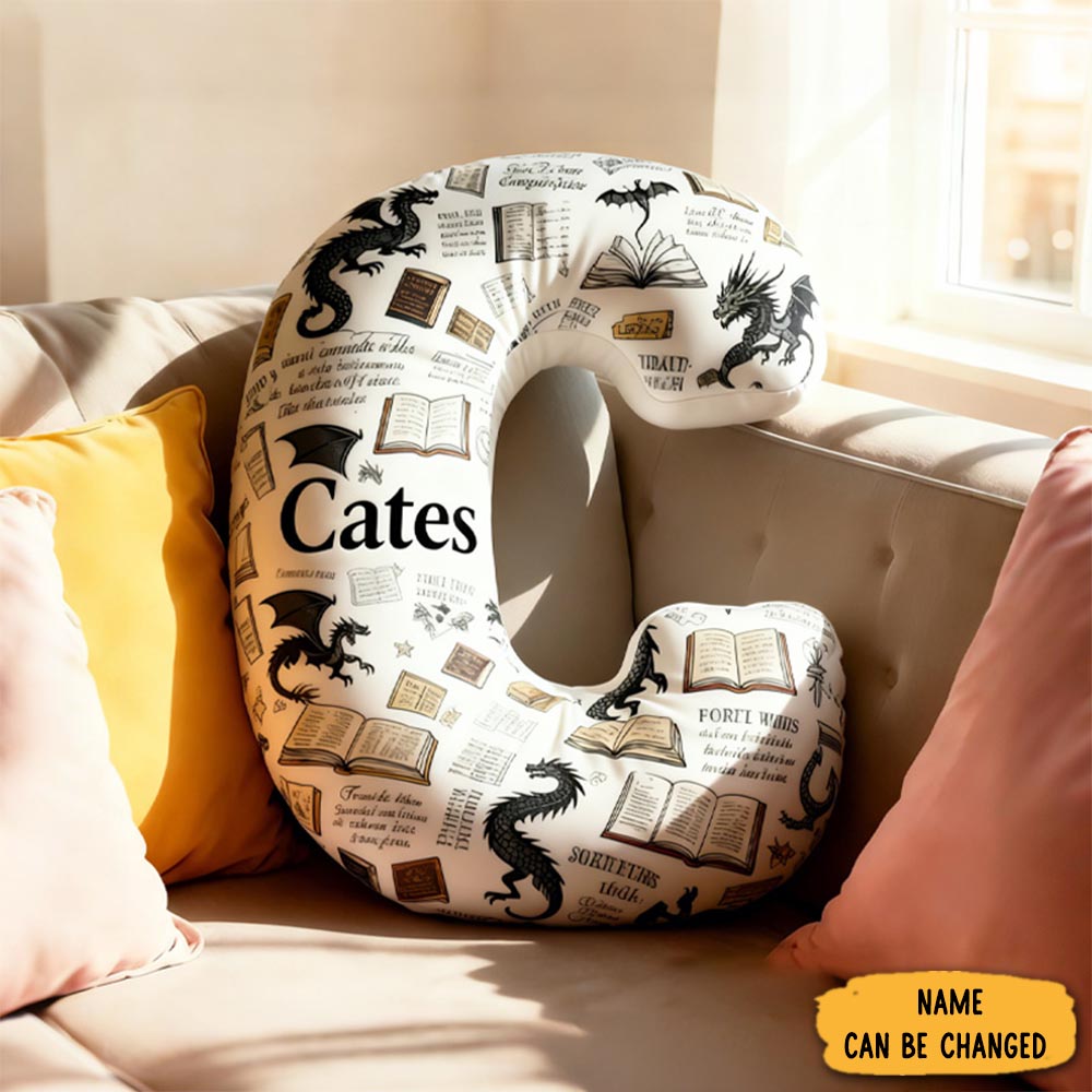 Personalized Fantasy Book Alphabet Throw Pillow Graphic 3d Print Bookish Pillow With Name For Reader Bookworm Book Lover Gifts Birthday Gift