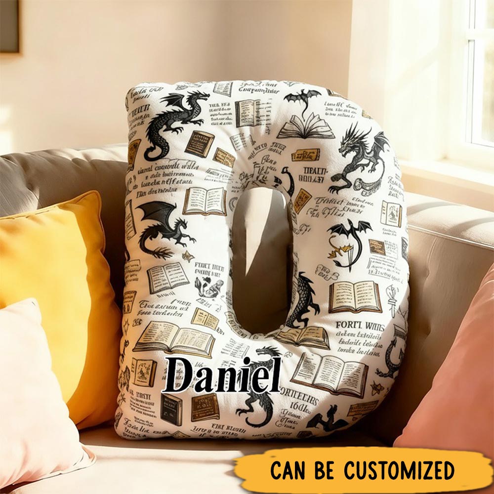 Personalized Fantasy Book Alphabet Throw Pillow Graphic 3D Print Bookish Pillow with Name for Reader Bookworm Book Lover Gifts Birthday Gift