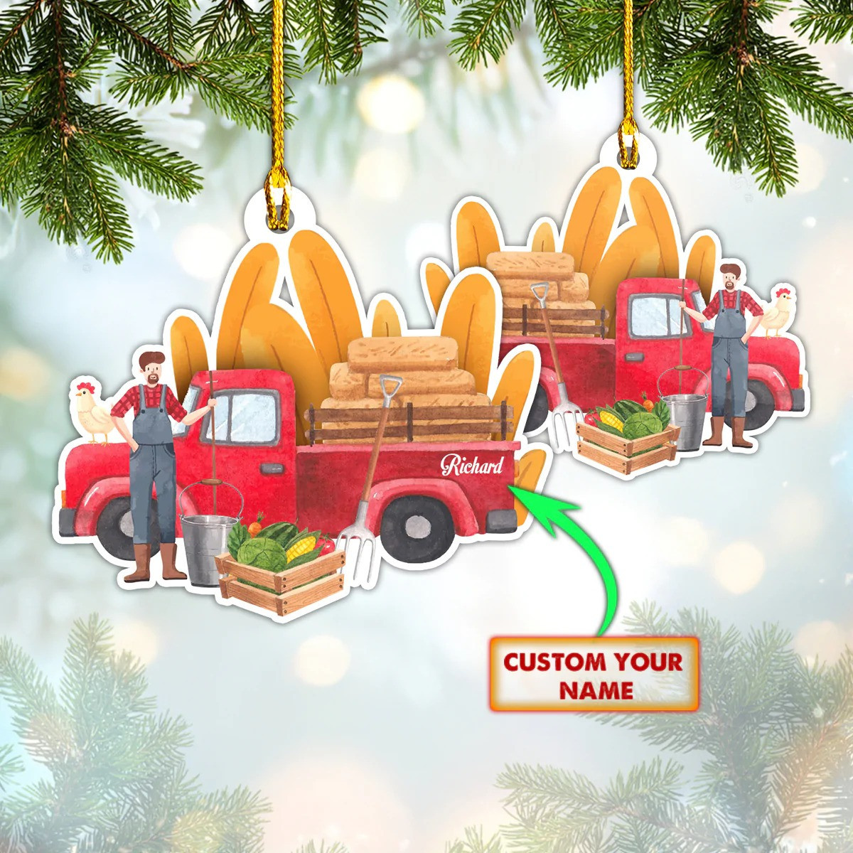 Personalized Farm Christmas Ornament Farm Truck Christmas Ornament 2024