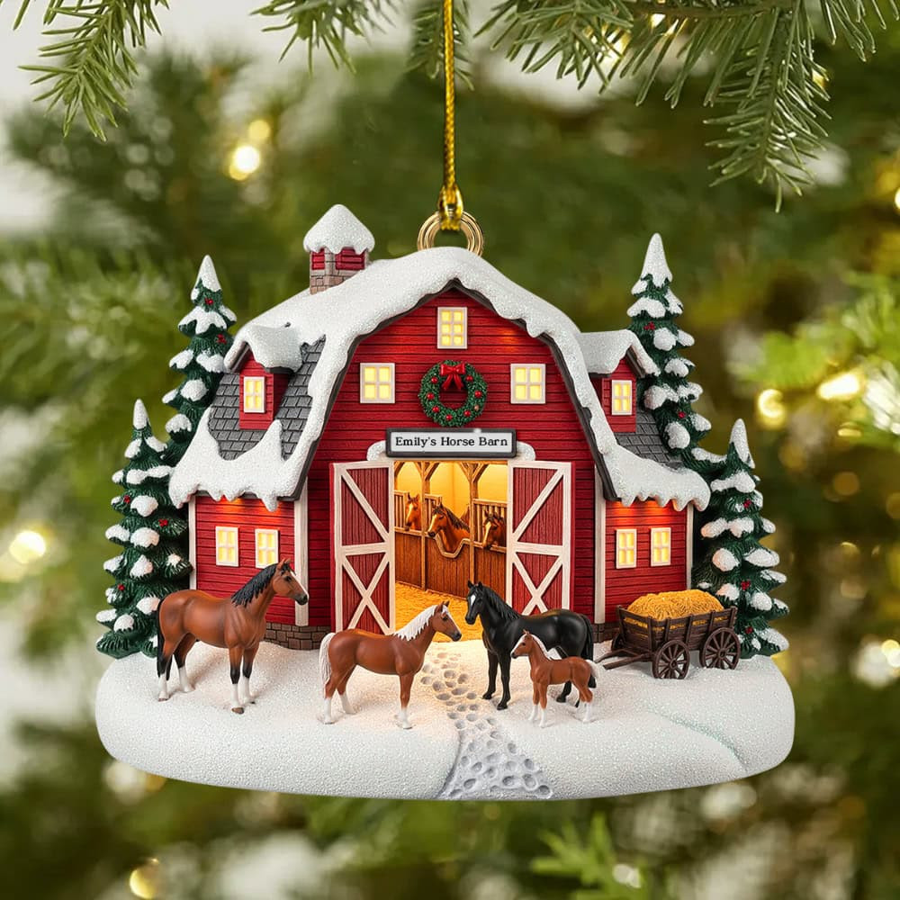 Personalized Farm Style Christmas Custom Acrylic Ornament Gift For Horse Lovers