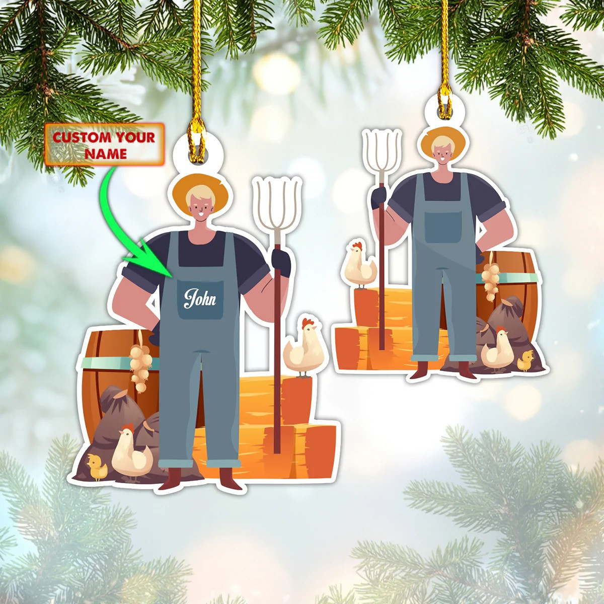 Personalized Farmer Christmas Ornament Farmers Xmas Tree Decorations Gift