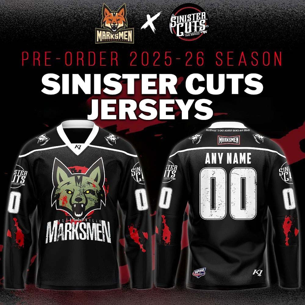 Personalized Fayetteville Marksmen Sinister Cuts 2025 Jersey Hockey Gifts For Him