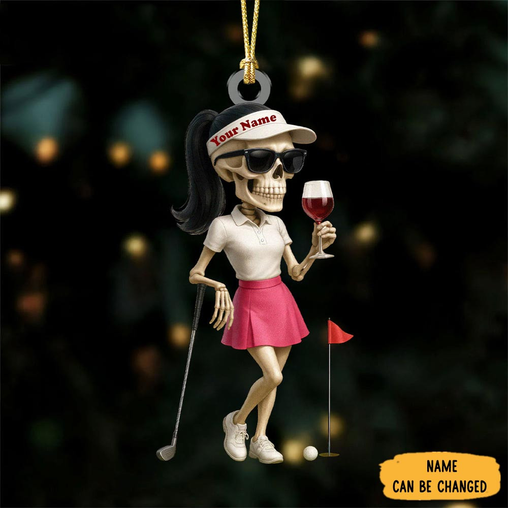 Personalized Female Skeleton Golfer Christmas Ornament Christmas Indoor Decor Cool Xmas Gift