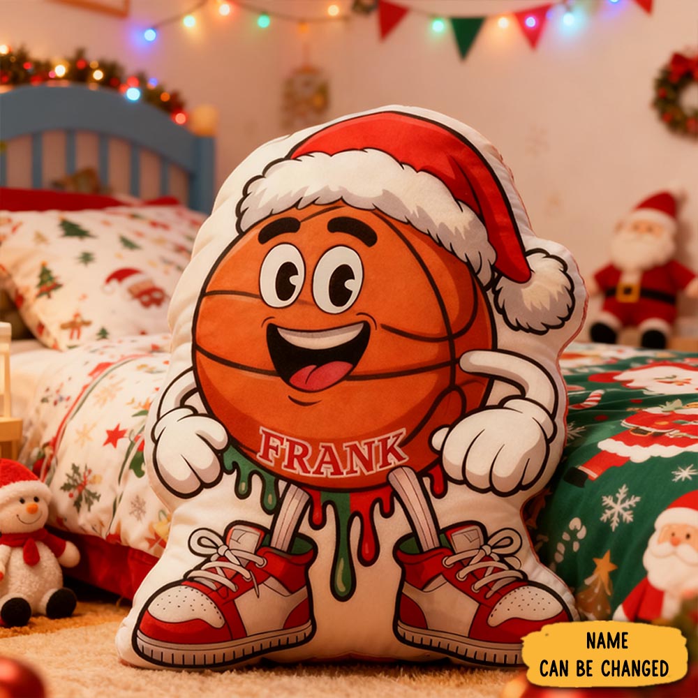 Personalized Festive Basketball Pillow With Custom Name For The Perfect Christmas Gift