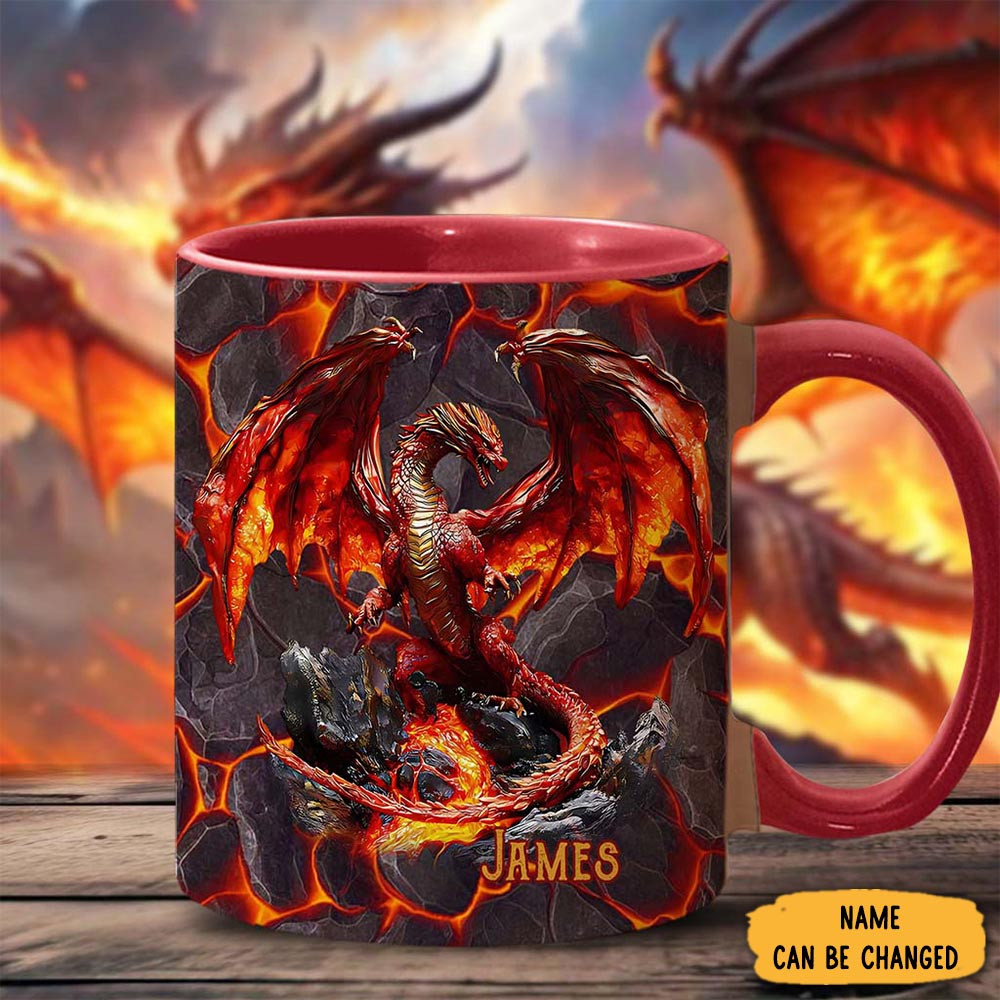 Personalized Fire Dragon Mug Dragon Accent Mug Unique Fantasy Gifts For Him