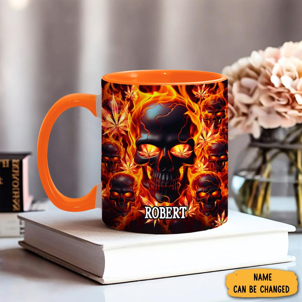 Personalized Fire Skull Head Mug Spooky Themed Unique Coffee Mugs Gifts For Skull Lovers