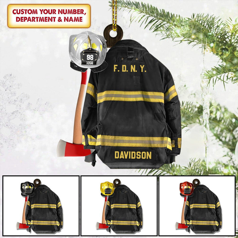 Personalized Firefighter Black Armor Custom Shaped Acrylic Ornament Two Sides