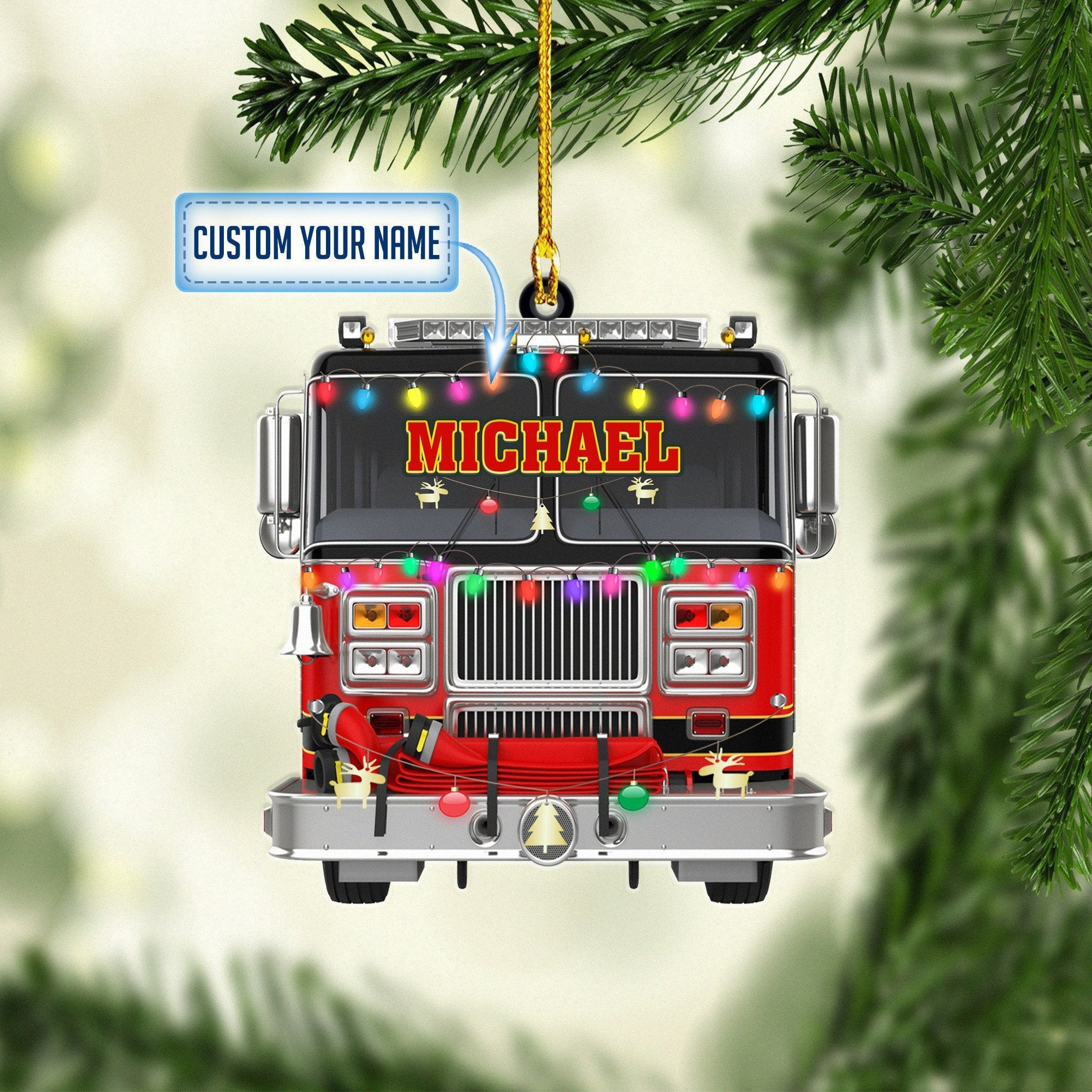 Personalized Firefighter Car Christmas Ornaments Perfect Ornament for Firefighter Man