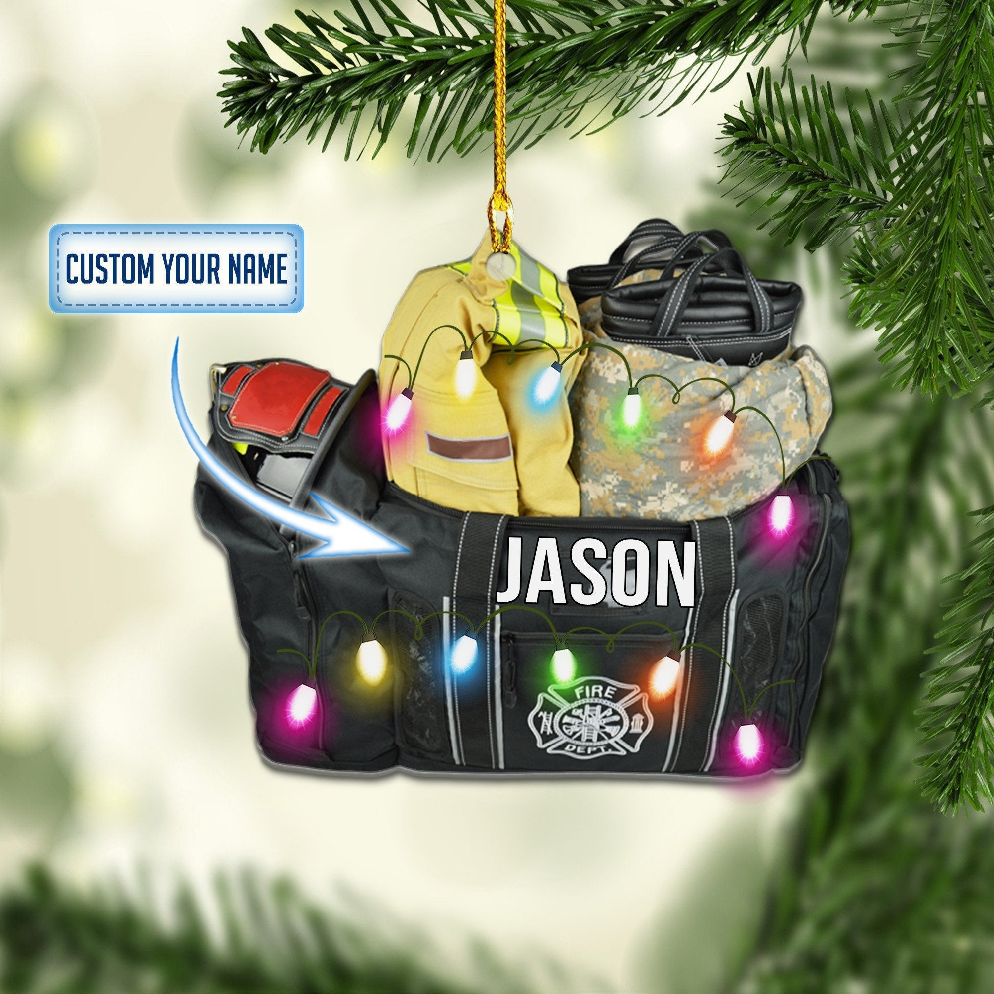 Personalized Firefighter Christmas Uniform Set Ornaments Christmas Gift for Firefighter