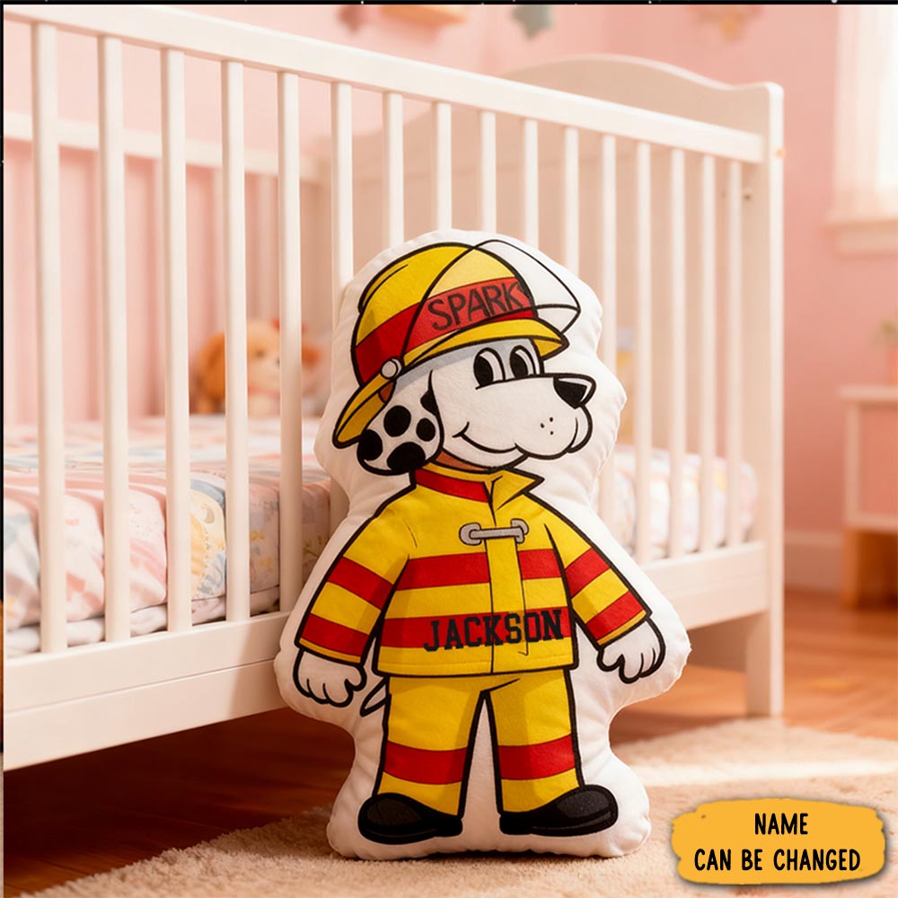 Personalized Firefighter Dalmatian Pillow Custom Name Design Cushion Adorable Gift For Firefighters Children