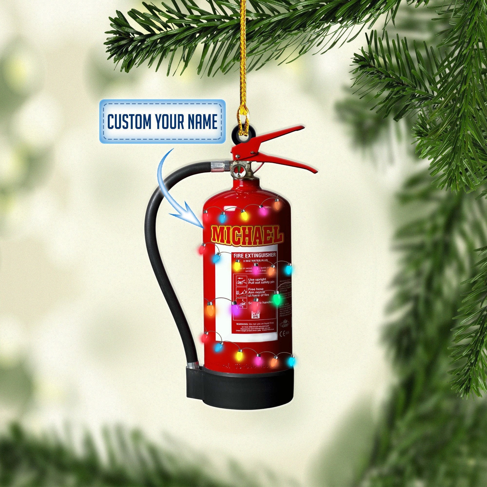Personalized Firefighter Extinguisher Christmas Ornaments Gift for Firefighter Ornament