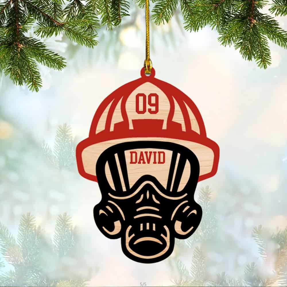 Personalized Firefighter Helmet Acrylic Ornament Christmas Decor For Firefighters Christmas Ornament