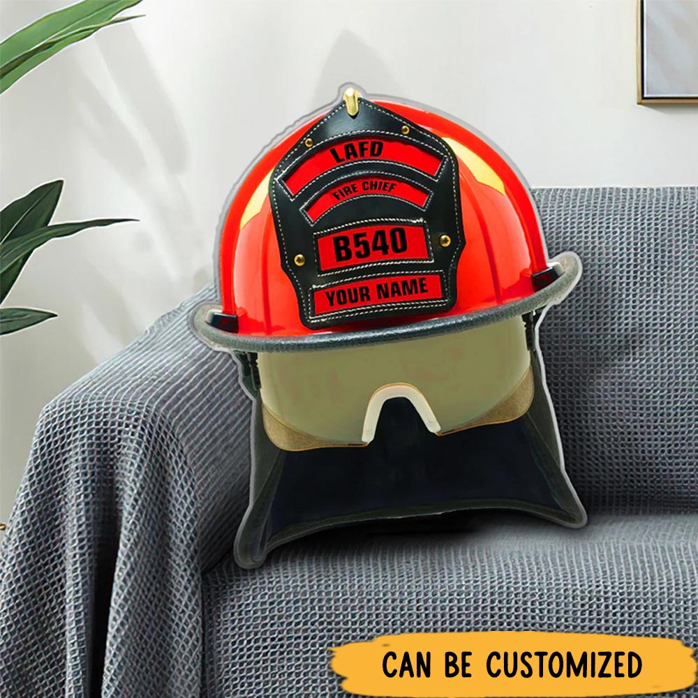 Personalized Firefighter Helmet Pillow with Custom Name and Badge Perfect Gift for Firefighters and Firefighting Enthusiasts