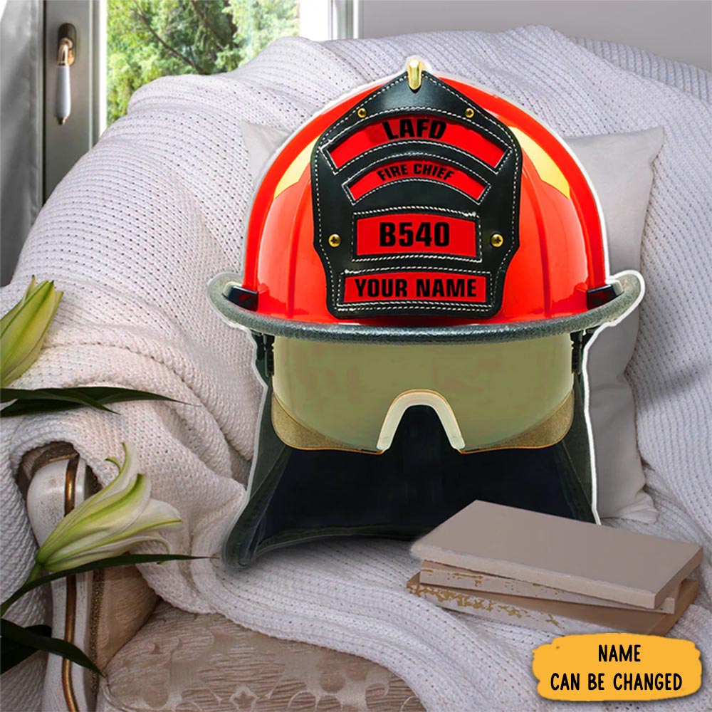 Personalized Firefighter Helmet Pillow With Custom Name And Badge Perfect Gift For Firefighters And Firefighting Enthusiasts