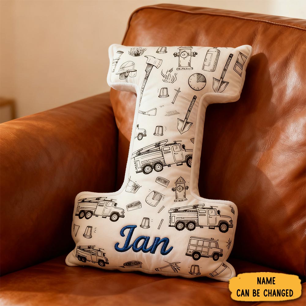 Personalized Firefighter Initial Pillow Custom Name Design Cushion Unique Gift For Firefighting Enthusiasts