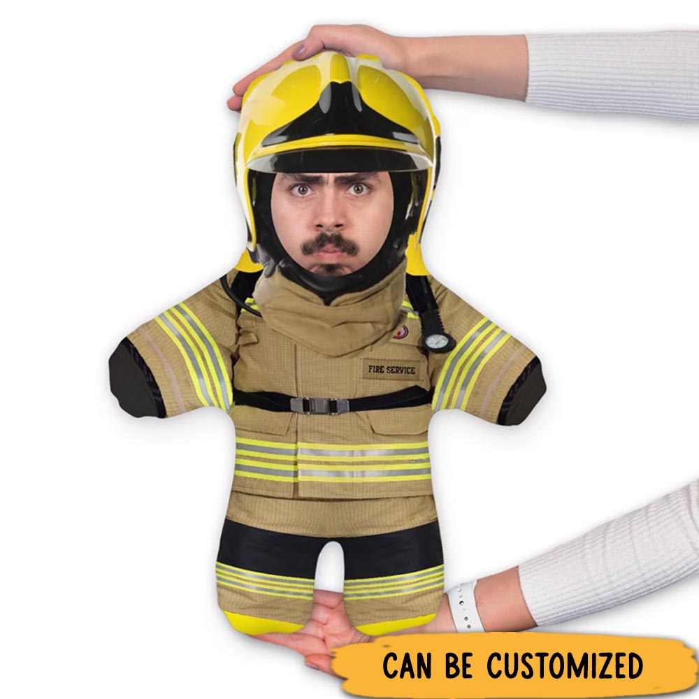 Personalized Firefighter Mini-Me Pillow Creative Funny Gift with Cute Mini Doll Design for Firefighter