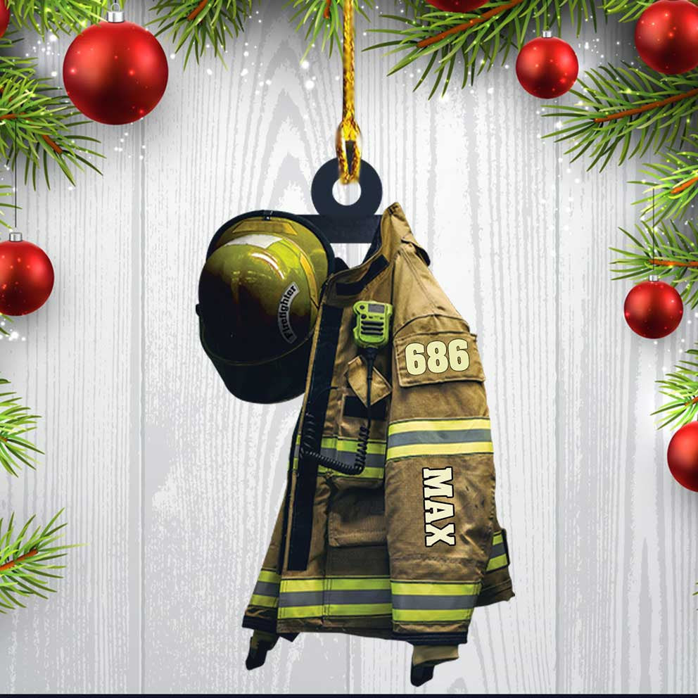 Personalized Firefighter Ornament Custom Firefighter Uniform & Hat Acrylic Ornament for Him