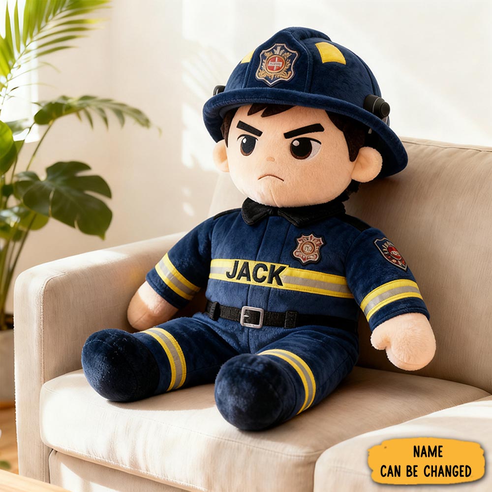 Personalized Firefighter Pillow Custom Pillow With Embroidery Name Soft Plush Fireman Pillow Boys Room Firefighter Gifts Home Decor