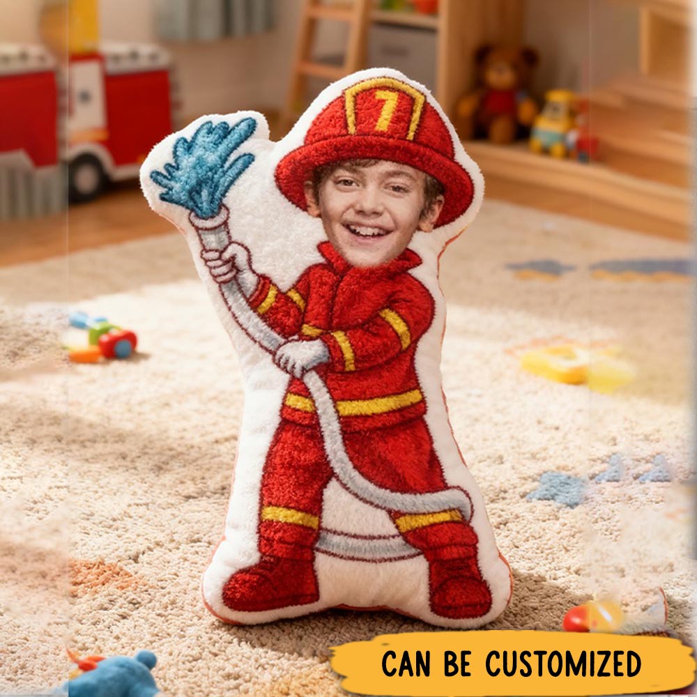 Personalized Firefighter Pillow with Custom Face Design 3D Print Pillow