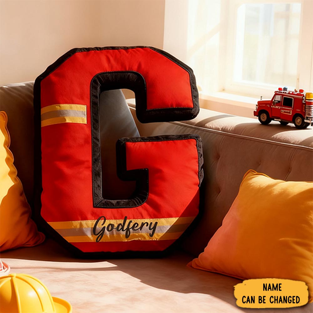 Personalized Firefighter Themed Initial Pillow Custom Graphic 3d Print Name Pillow Firefighter Gift