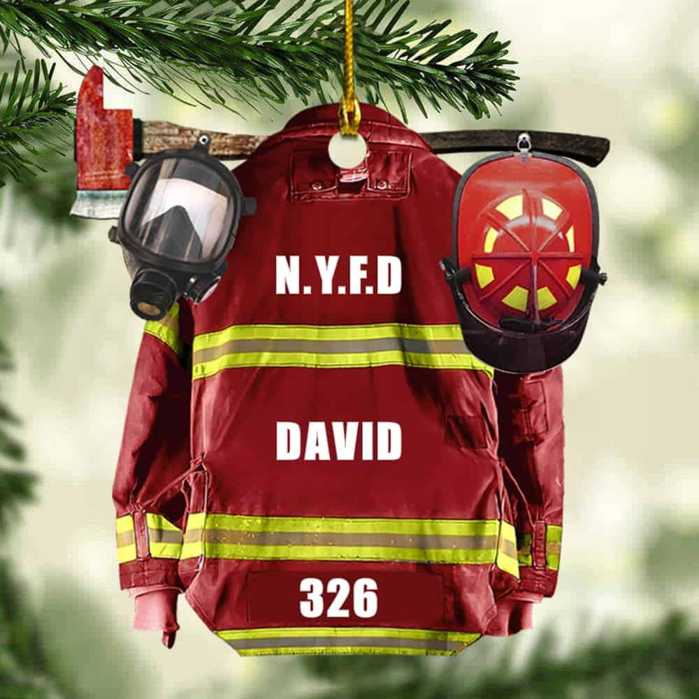 Personalized Firefighter Uniform Ornament Custom Name Numberunit Gift For Firefighter