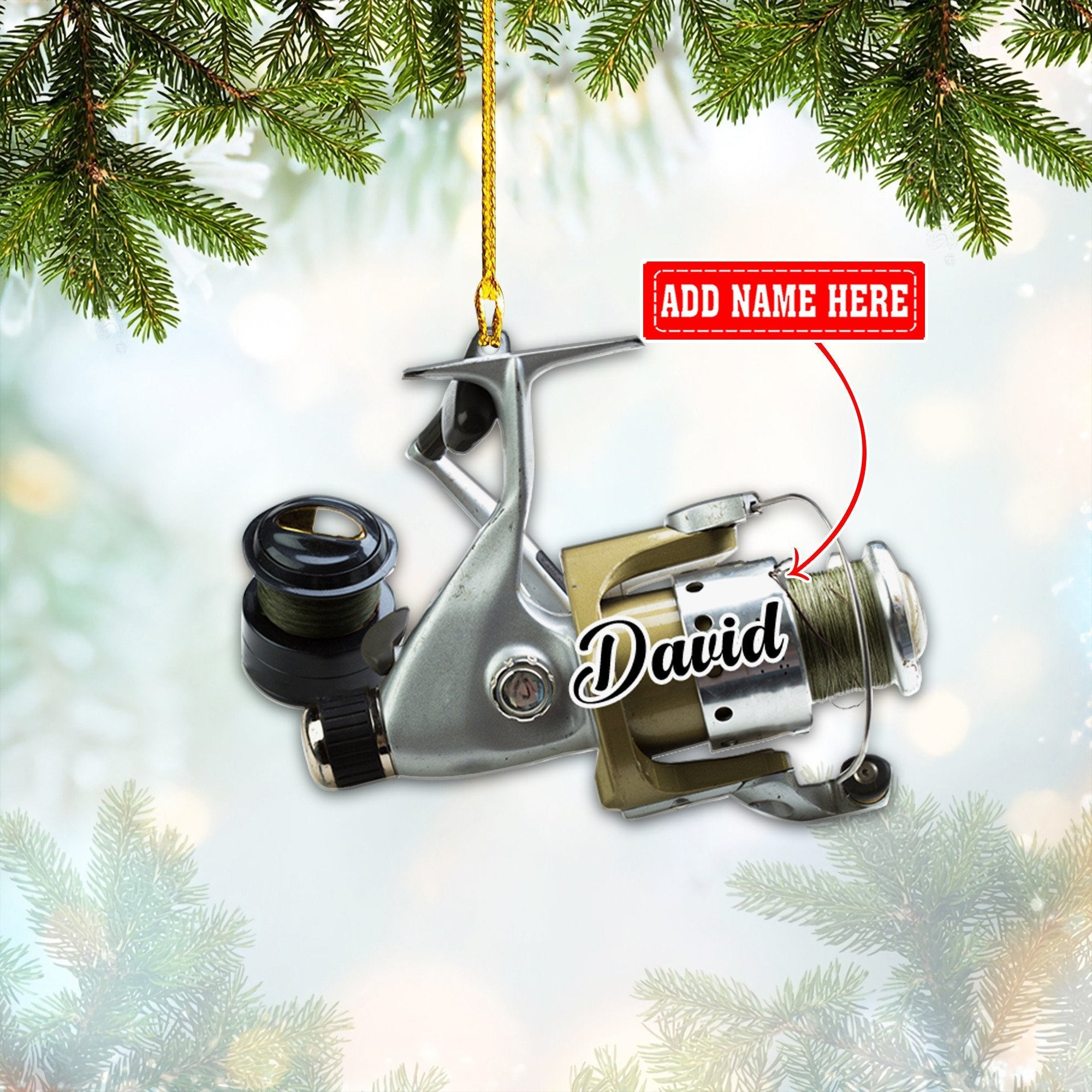 Personalized Fishing Accessory Christmas Ornaments 2D Flat Ornament Fishing Ornament