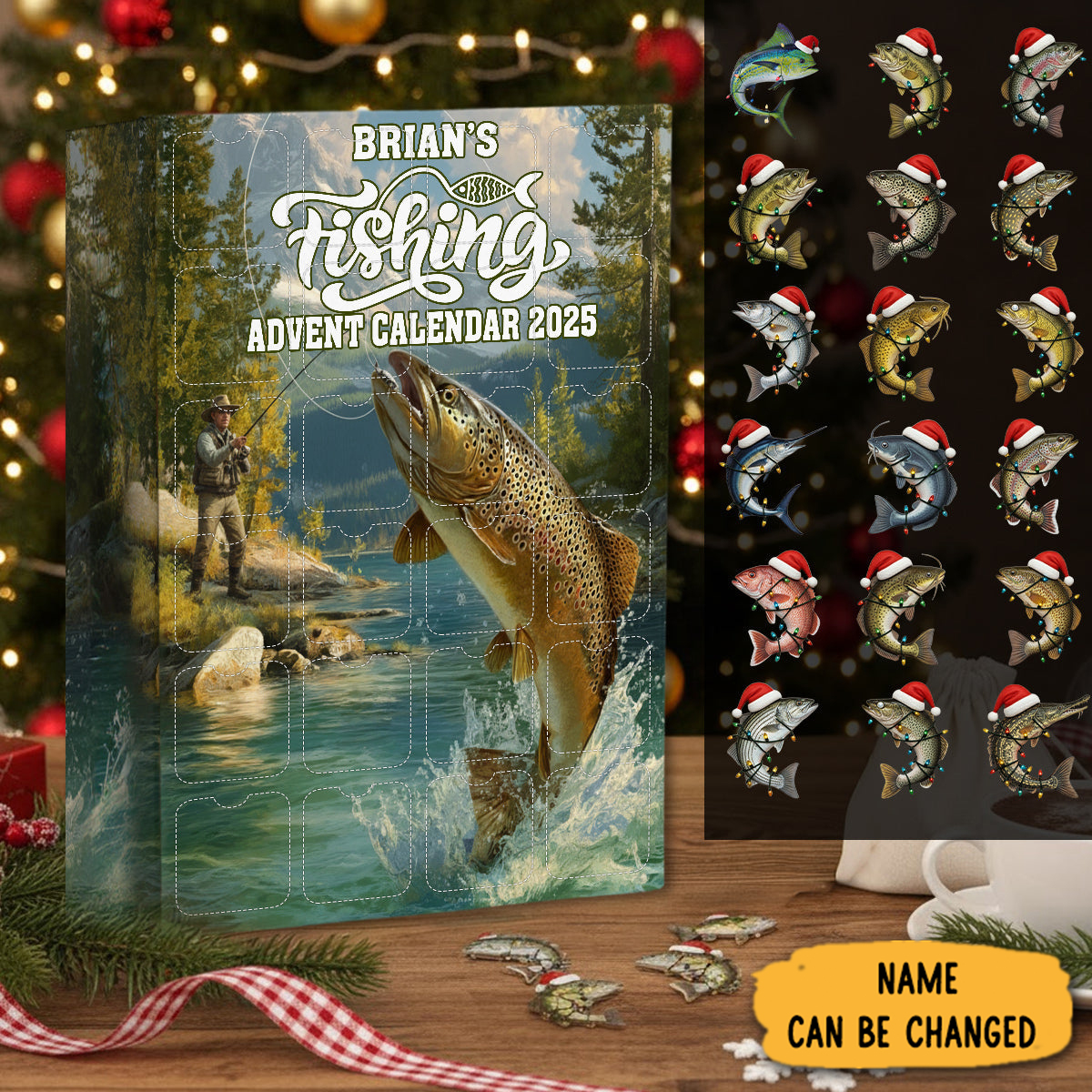 Personalized Fishing Advent Calendar 2025 Home Decor Christmas Gifts For Fisherman