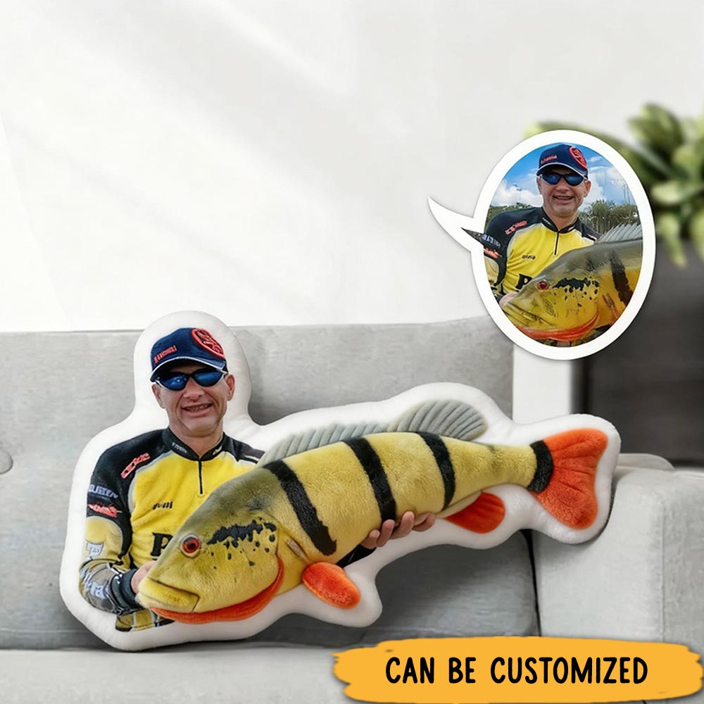 Personalized Fishing Catch Pillow Funny Fishing Pillow Custom Photo Graphic 3D Print Design Perfect Gift for Anglers