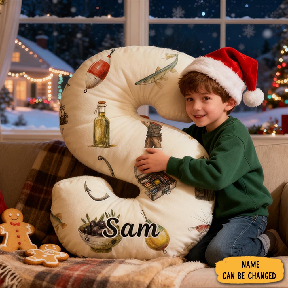 Personalized Fishing Letter Pillow Funny Fishing Pillow Custom Name Graphic 3d Print Perfect For Fishing Enthusiasts Young Angler And Cozy Home Decor