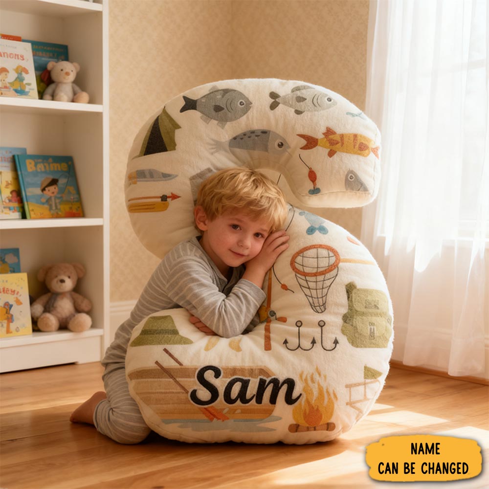 Personalized Fishing Letter Pillow Funny Fishing Pillow Custom Name Pillow Graphic 3d Print Vibrant Design Perfect For Anglers And Home Decor