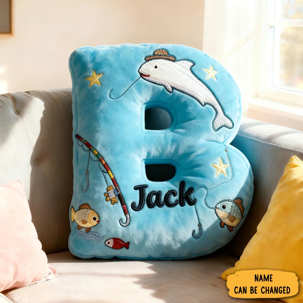 Personalized Fishing Letter Pillow Funny Letter Pillow Custom Name Pillow Graphic 3d Print Comfortable Travel Cushion For Anglers