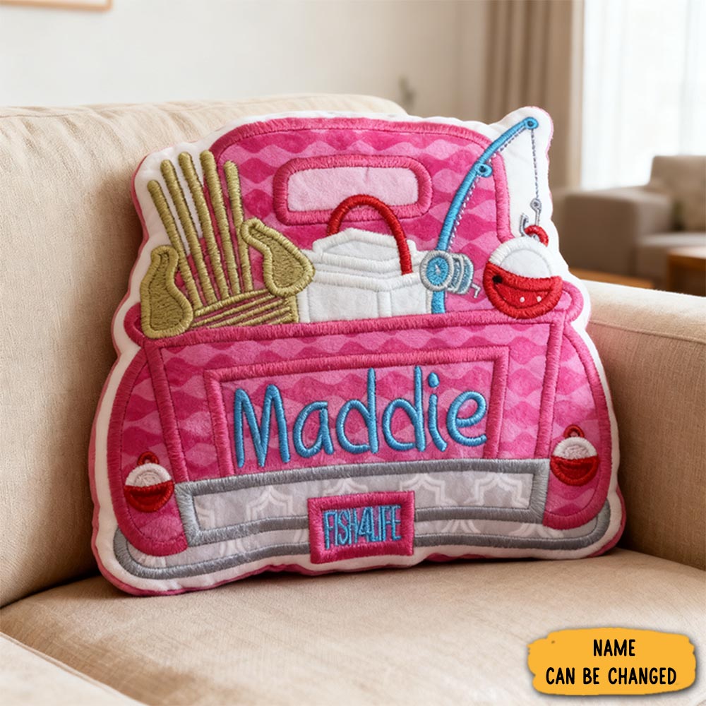 Personalized Fishing Pillow Fishing Truck Pillow Graphic 3d Print Pillow Funny Fishing Truck Design With Tackle Custom Pillow Name Perfect Gift For Anglers And Home Decor