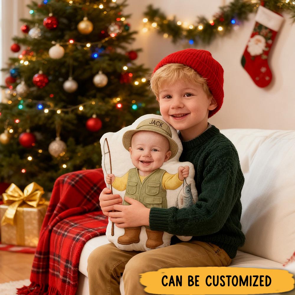 Personalized Fishing Pillow Funny Fishing Pillow Custom Photo and Name Pillow Graphic 3D Print Unique Gift for Little Anglers