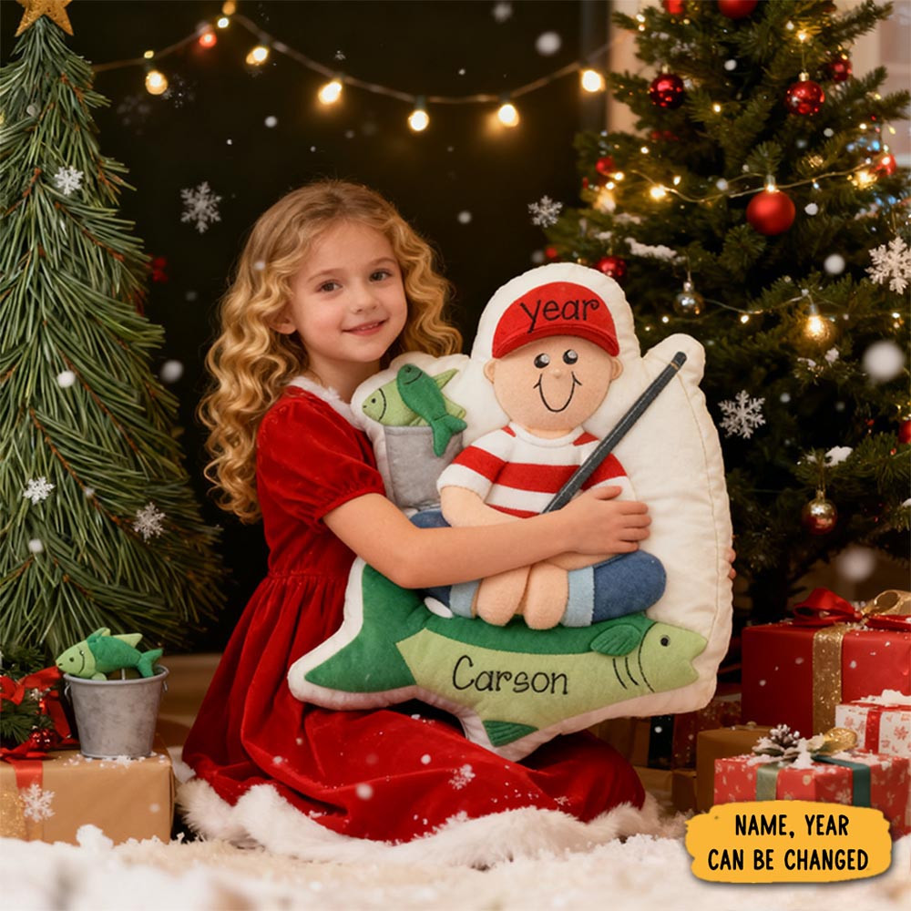 Personalized Fishing Pillow Funny Fishing Pillow Graphic 3d Print Custom Name And Time Perfect Holiday Gift For Kids Soft And Fun Decor For Little Anglers