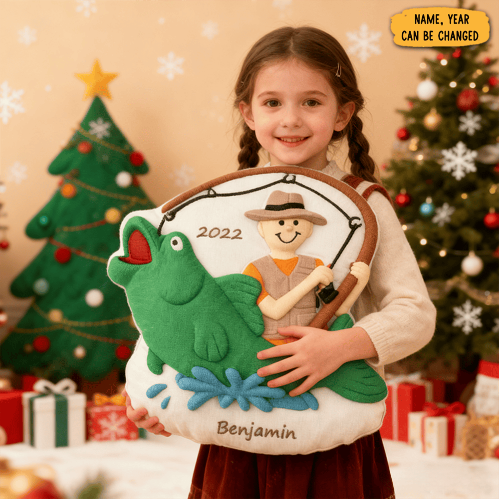 Personalized Fishing Pillow Name Gift For Kids Soft Plush With Fisherman And Fish Design Graphic 3d Print Perfect For Fishing Enthusiasts And Holidays