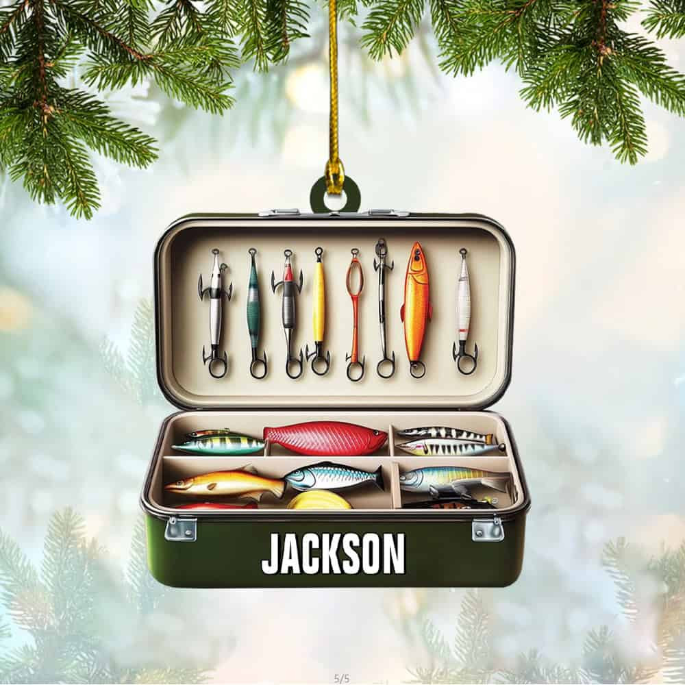 Personalized Fishing Tackle Box Christmas Ornament Gift For Fishing Lovers