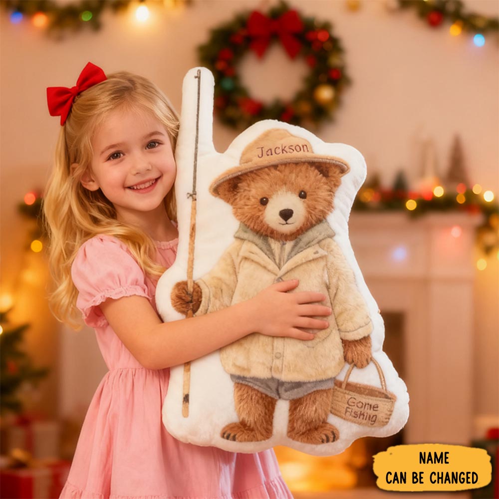 Personalized Fishing Teddy Bear Pillow Funny Fishing Pillow Custom Name Pillow Graphic 3d Print Perfect Gift For Fishing Lovers And Little Anglers