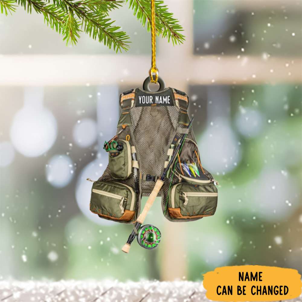 Personalized Fishing Vest Christmas Ornaments Fishing Ornaments For Christmas Tree 2024