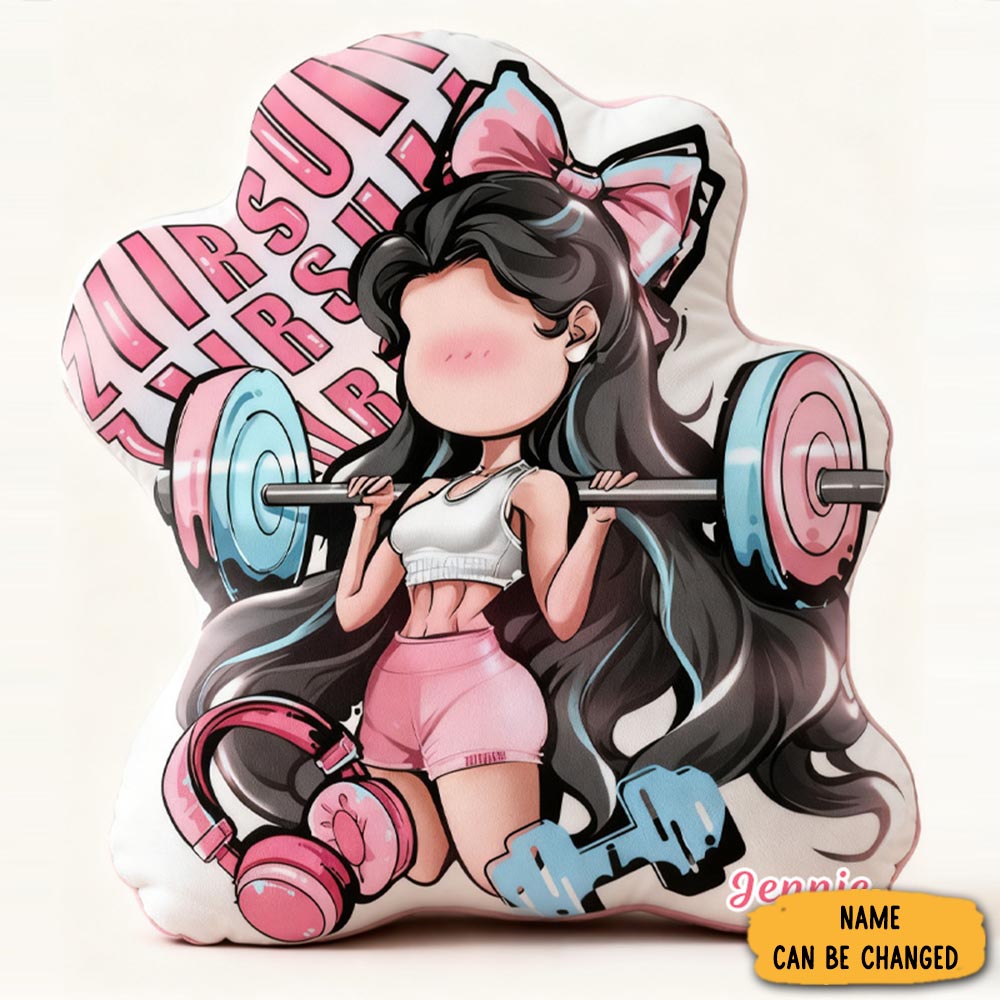 Personalized Fitness Girl Photo Pillow Graphic 3d Print Funny Photo Pillow Name Pillow Girly Health And Gym Fitness Illustrations