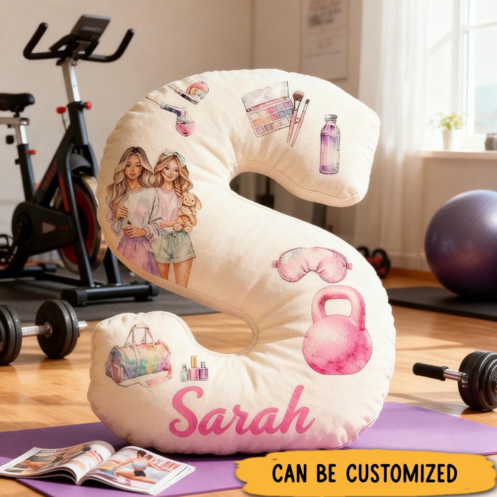 Personalized Fitness Girls Letter Pillow Graphic 3D Print Pajama Party Funny Letter Pillow Name Pillow Girly Health and Gym Fitness Lovers Illustrations