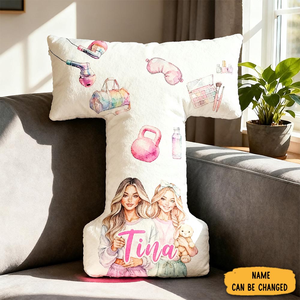 Personalized Fitness Girls Letter Pillow Graphic 3d Print Pajama Party Funny Letter Pillow Name Pillow Girly Health And Gym Fitness Lovers Illustrations