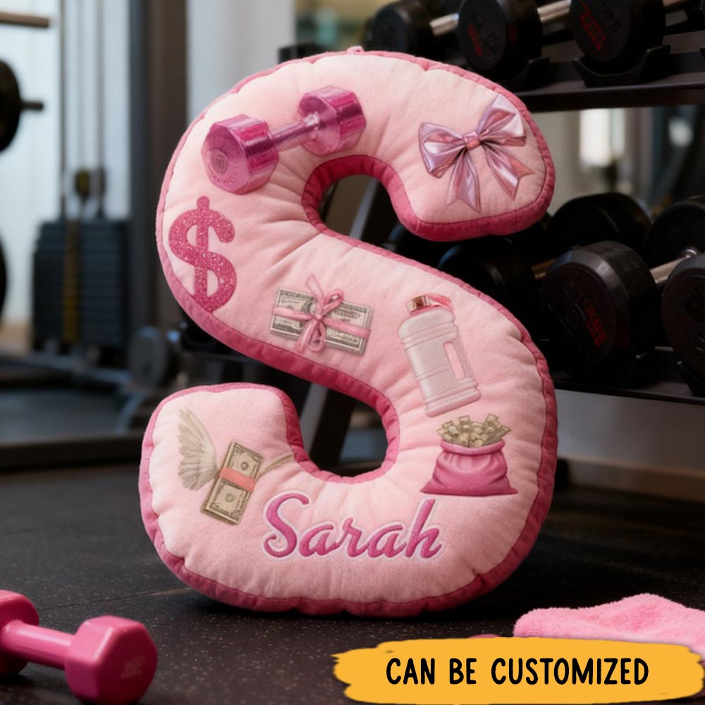 Personalized Fitness Money Come Letter Pillow Graphic 3D Print Pajama Party Funny Letter Pillow Name Pillow Girly Health and Gym Fitness Lovers Illustrations