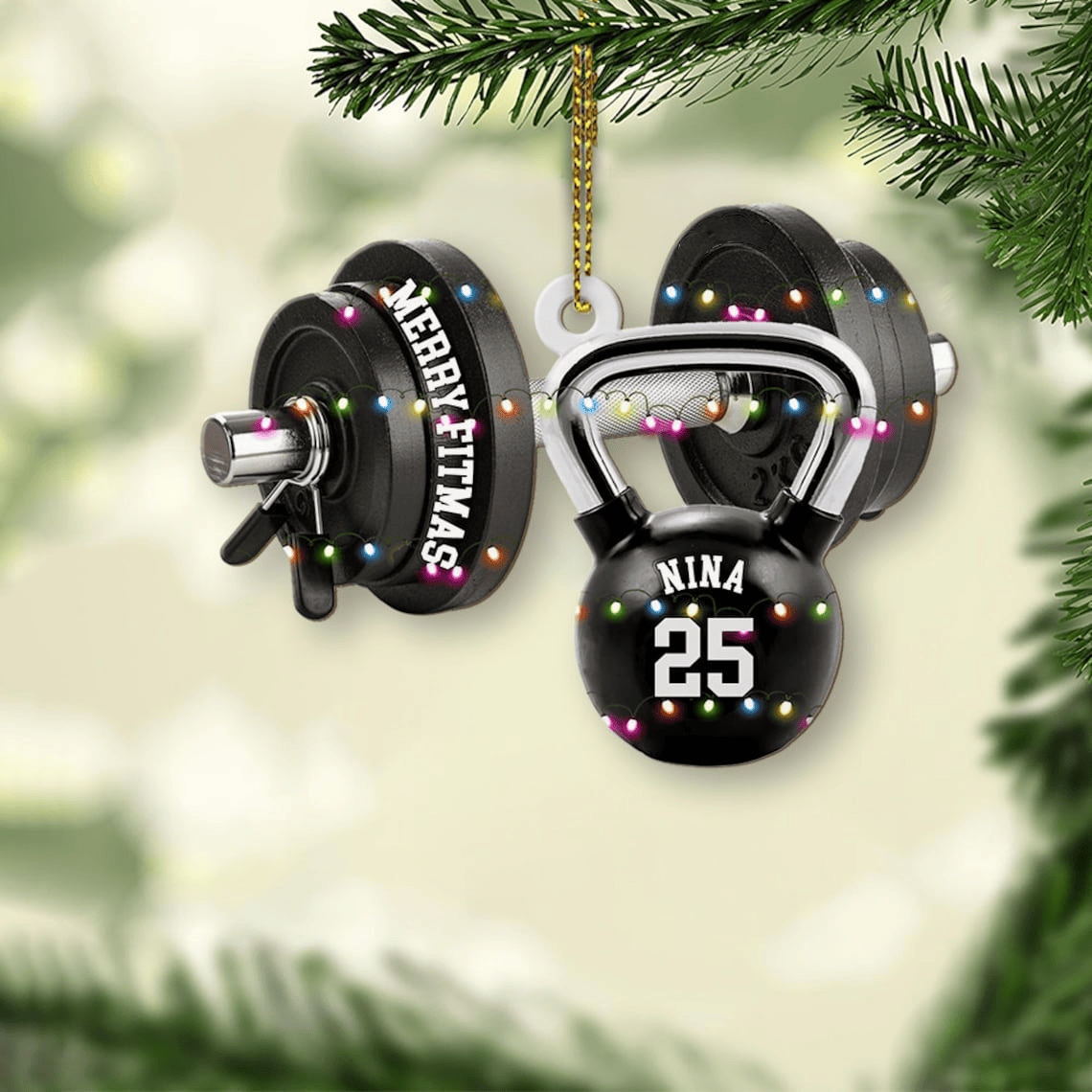 Personalized Fitness Ornament Personalized Christmas Flat 2D Ornament Custom Christmas Gift Fitness Gift Sport Christmas Gifts