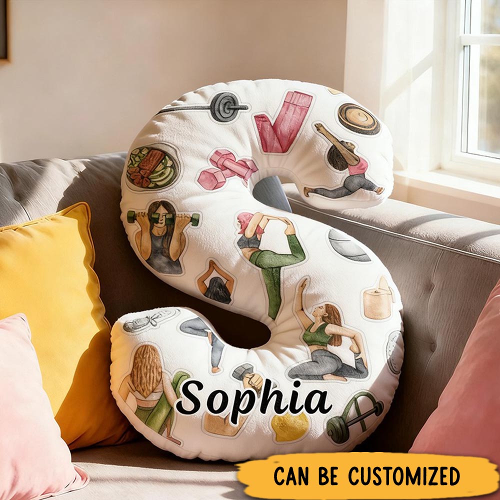 Personalized Fitness Yoga Pillow Funny Yoga Pillow Custom Name with Healthy Lifestyle Design Graphic 3D Print Ideal for Meditation Relaxation and Home Decor
