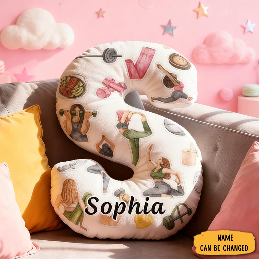 Personalized Fitness Yoga Pillow Funny Yoga Pillow Custom Name With Healthy Lifestyle Design Graphic 3d Print Ideal For Meditation Relaxation And Home Decor
