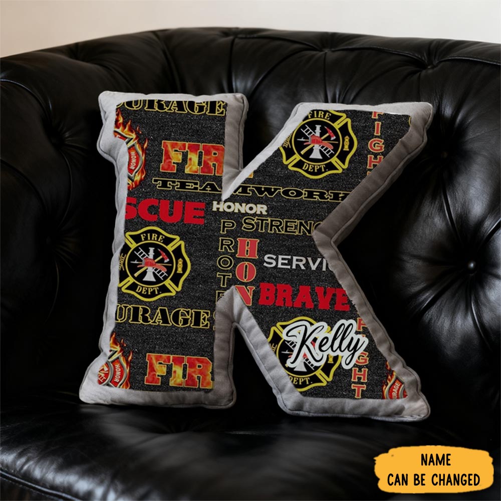 Personalized Flame Design Initial Pillow With Custom Name Gift For Fire Enthusiasts