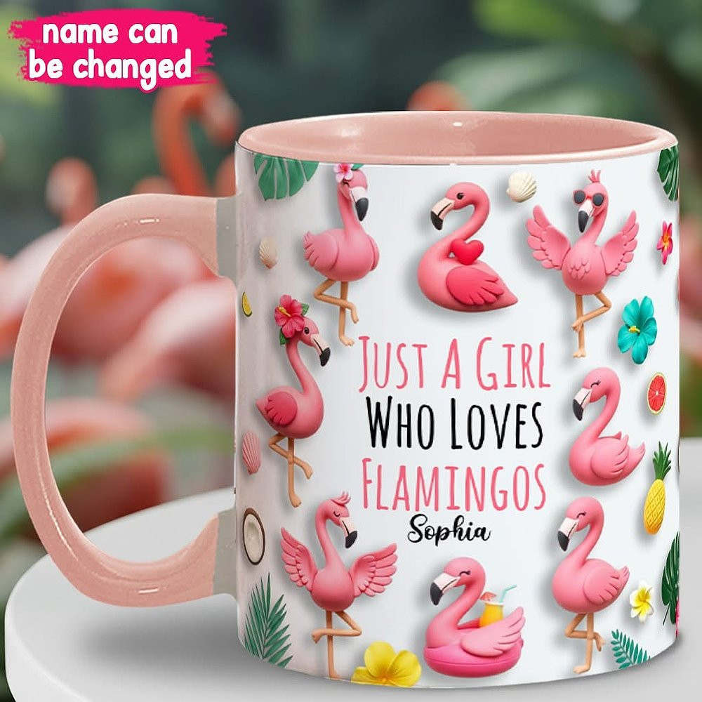 Personalized Flamingo Accent Mug For Girls Who Love Flamingos Mug Her Gifts