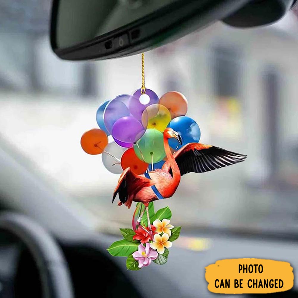 Personalized Flamingo Fly With Bubbles Car Hanging Ornament Adorable Easter Ornament Keepsake